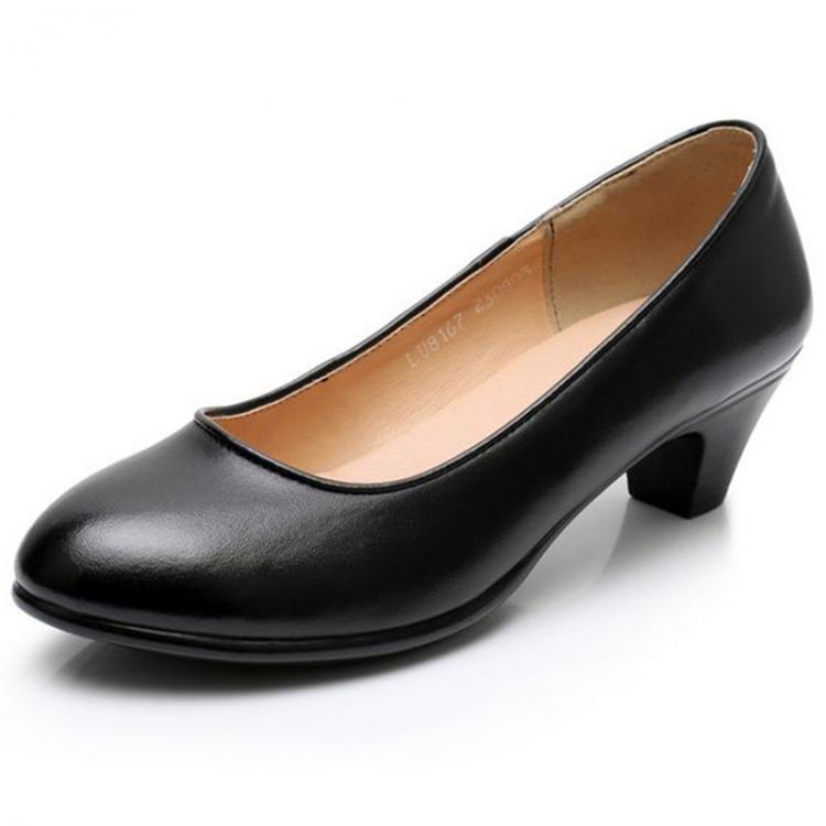 all in one place בגדי נשים Work Professional  Women's Shoes Shallow Mouth Work Stewardess Leather Hotel Employees High Heels Shoes Women