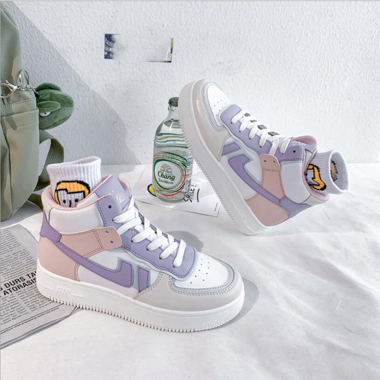 all in one place בגדי נשים Women Platform Sneakers Korean Fashion PU Leather Trainers Womens Chunky Sneakers Tenis Female 2021 Spring Lace Up Casual Shoes