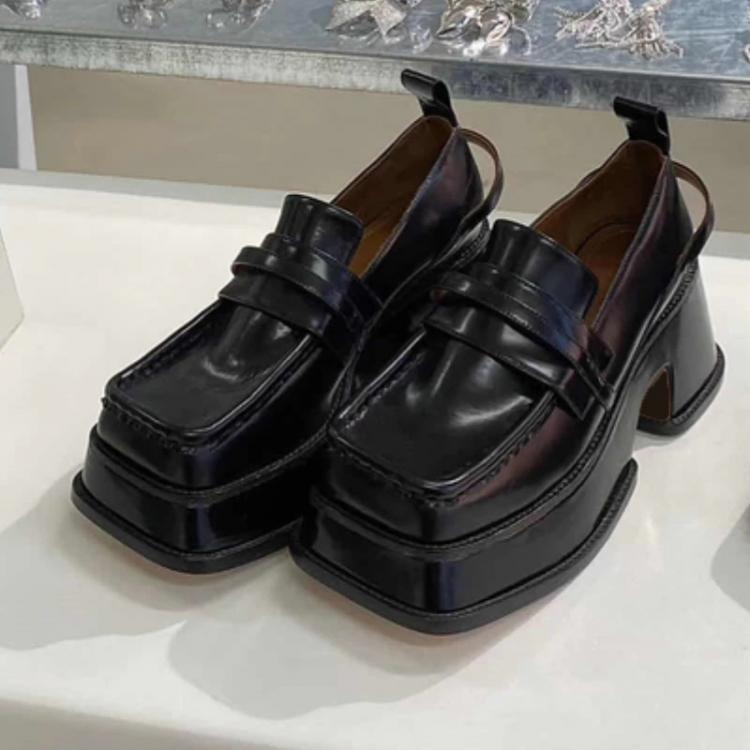all in one place בגדי נשים platform shoes Loafers Mary Janes Women's Shoes square toe british style women retro big toe all-match loafers platform heels