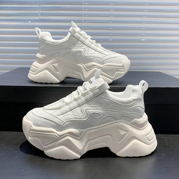 all in one place בגדי נשים New Black Chunky Sneakers Casual Vulcanized Shoes Woman High Platform Sneakers Lace Up White Sneakers Women 2021 Tennis Female