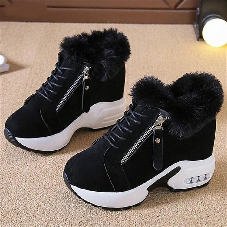 all in one place בגדי נשים 2020 women's hidden heels plush warm winter sneakers casual ladies Side zipper high platform casual shoes woman L1102