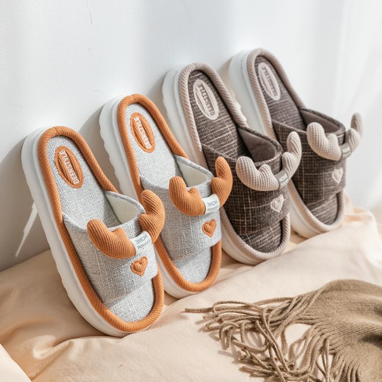 all in one place בגדי נשים Women Autumn Shoes Ladies Linen Slippers Women Soft Thick Bottom Comfort Non-slip Kawaii Shoes Cotton Linen Couple Slippers Men