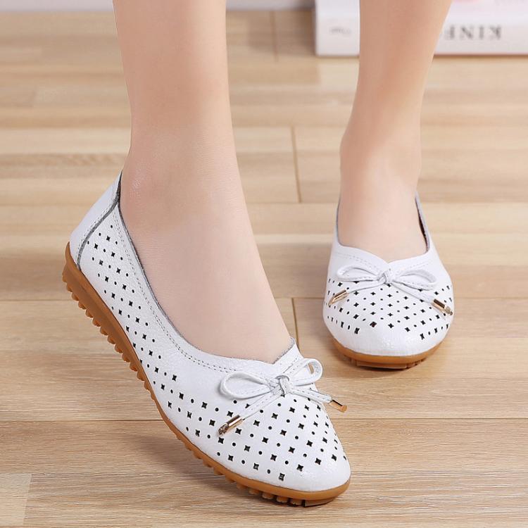 all in one place בגדי נשים 2020 summer Women Cutouts Genuine Leather Mom Shoes Comfortable Flats Nurse Casual slip-on ballet flat loafers size 35-42