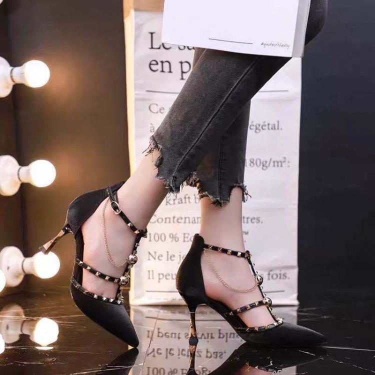 all in one place בגדי נשים Summer Shoes Women High Heels Sandals Open Toe One Word Buckle Thick Heel Chaussures Femmes Sandales Femme zapatillas mujer