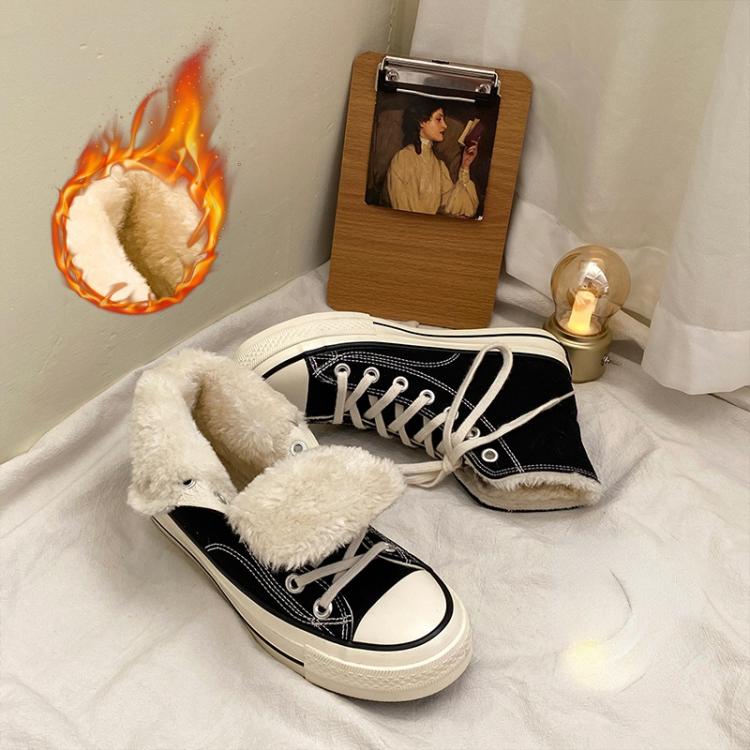 all in one place בגדי נשים Unisex Canvas New Fashion Classic Shoes Plush Sport Shoes Autumn Winter Cotton Shoes Warm Casual Women Student Vulcanized 35-44