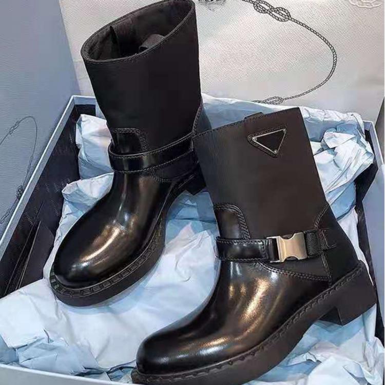 all in one place בגדי נשים Luxury brand martin boots 2021 chelsea motorcycle punkelegant retro triangle black autumn boots casual female short boots