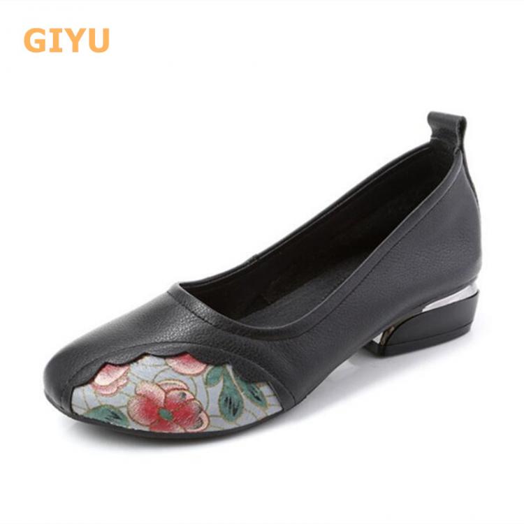 all in one place בגדי נשים Women's Spring Shoes 2021 New Genuine Leather Shallow Mouth High Heels Comfortable Low-heeled Pumps Casual Women's Singl