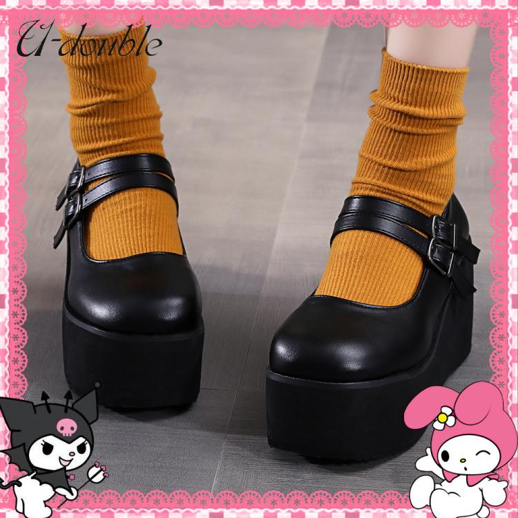all in one place בגדי נשים U-DOUBLE Brand New Female Lolita Cute Mary Janes Pumps Platform Wedges High Heels women's Pumps Sweet Gothic Punk Shoes Woman