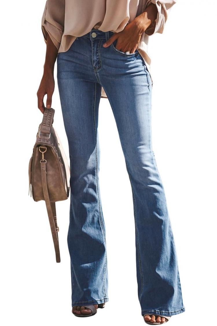 all in one place בגדי נשים Women Jeans Slim Fit Denim Pants Bell Bottom Straight High Waist Bootleg Jeans Stretch Female Flare Trouser Maxi Fashion