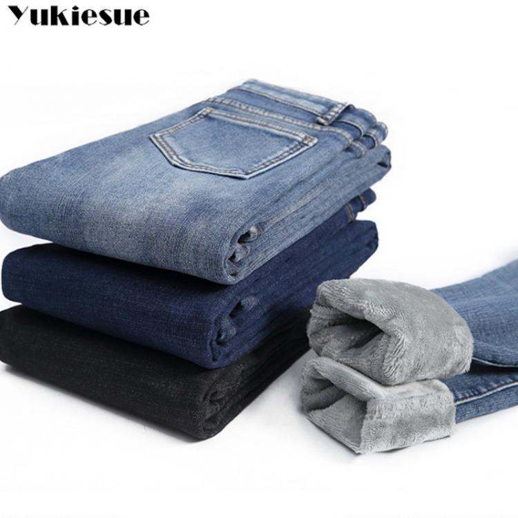 all in one place בגדי נשים Winter Thick Plus Velvet Women High Waist Skinny Jeans Simple Fleece Warm Slim fit Stretch Ladies Casual Denim Pencil Pants