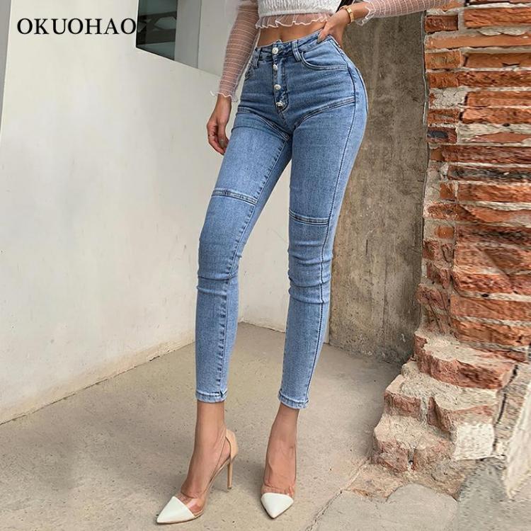 all in one place בגדי נשים Women's Jeans High Waist Denim Trousers Female 2021 Fashion Elastic Stretch Hip Slim Fit Skinny Feet Nine Points Pencil Pants