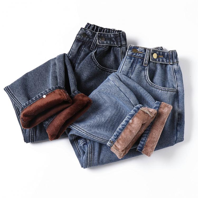 all in one place בגדי נשים Winter Thick Fleece Warm Loose mom harem pants Jeans Women High waist casual streetwear female blue denim pants Plus size 5XL