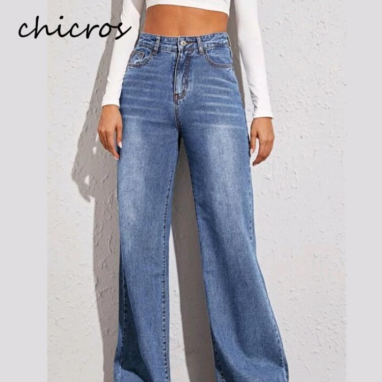 all in one place בגדי נשים Chicros  Women's Wide Leg Jeans High Rise Jeans Loose All Match Jeans Autumn Winter Jeans Mopping Jeans