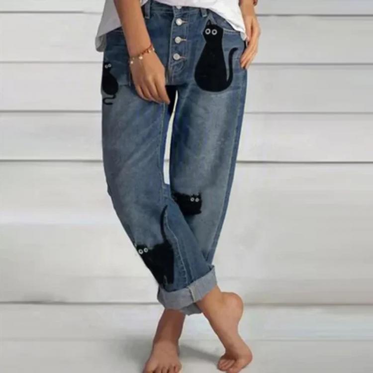 all in one place בגדי נשים Women's Pants Traf Loose High Waist Jeans Casual Retro Printed Straight Leg Pants Mom's Denim Pants Washed Boyfriend Jea