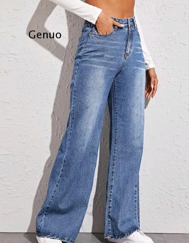 all in one place בגדי נשים New Fashion High Waist Straight Jeans Women Autumn Blue Casual Loose Wide Leg Jeans Trousers Striped Palazzo Pants