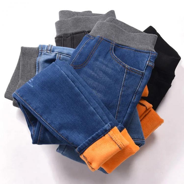 all in one place בגדי נשים 2021 New Winter Warm Velvet Jeans Women Plus Size Stretchy Slim High Waist Pants Female Fashion Skinny Pencil Denim Trousers