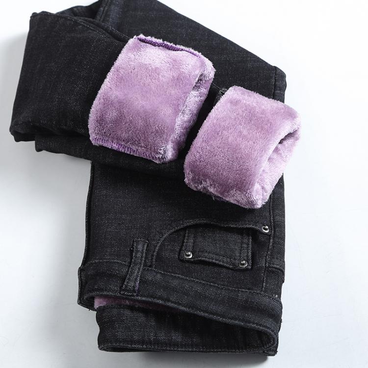 all in one place בגדי נשים New Winter Female Thick Plus Purple Velvet Women Skinny Jeans High Waist Stretch Fleece Warm Denim Pencil Pants Mom Jeans