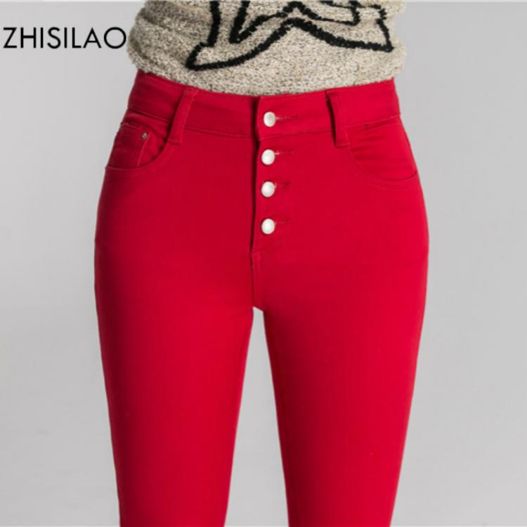 all in one place בגדי נשים ZHISILAO 2020  Woman Jeans Skinny Jeans Denim Pants Pencil Jeans Woman Trousers Woman Pantalon Mujer High Waist Casual Pants Red