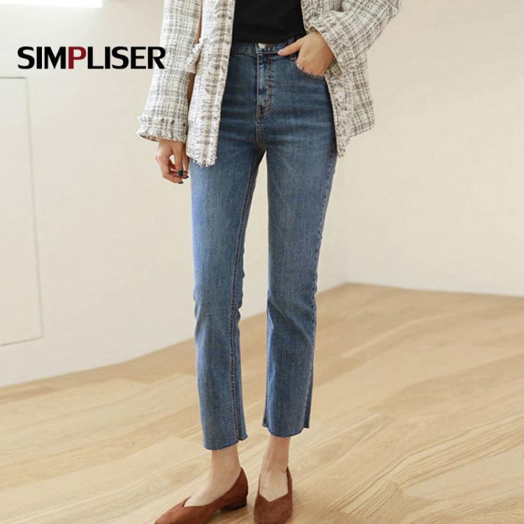 all in one place בגדי נשים Straight Jeans Women 2021 Chic Korean Slim Denim Jeans Trousers Ankle Length Ladies Fashion Capris High Waist Push Up Mom Jeans