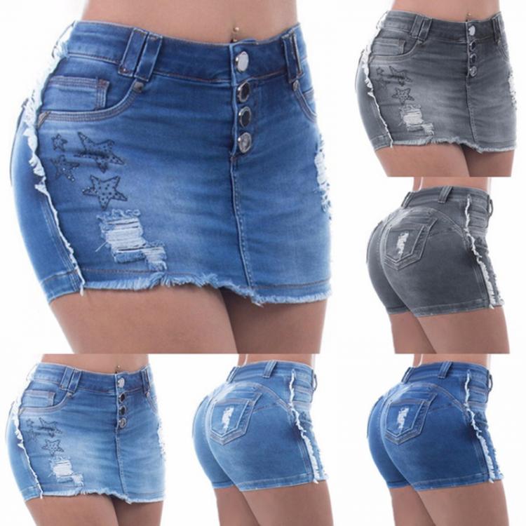 all in one place בגדי נשים Jean Shorts Women Summer Denim Skirt Shorts High Waist Skinny Ripped Washed Jeans Fashion Button Design Streetwear Plus Size