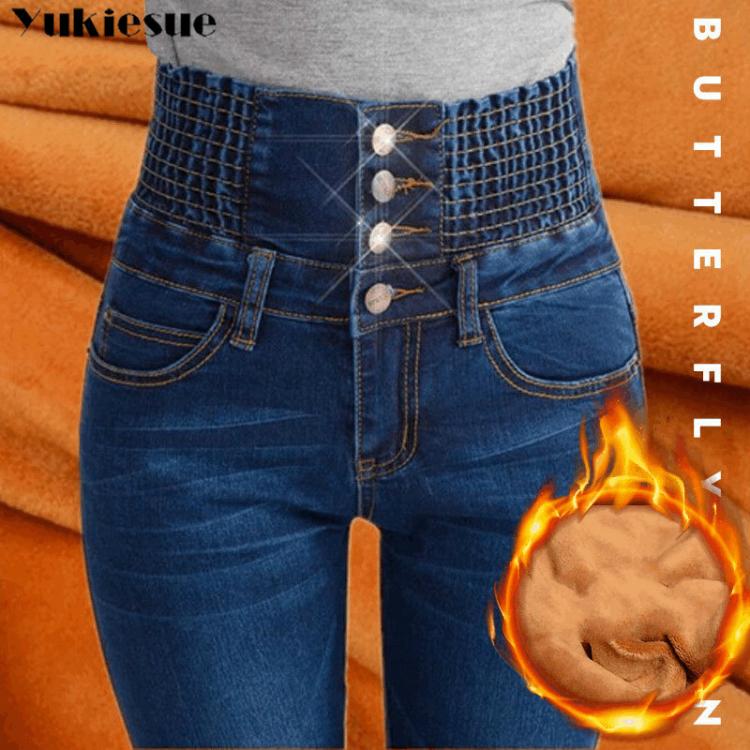 all in one place בגדי נשים winter warm thick fleece woman's jeans with high waist jeans woman mom jeans women's jeans for women jean femme Plus siz