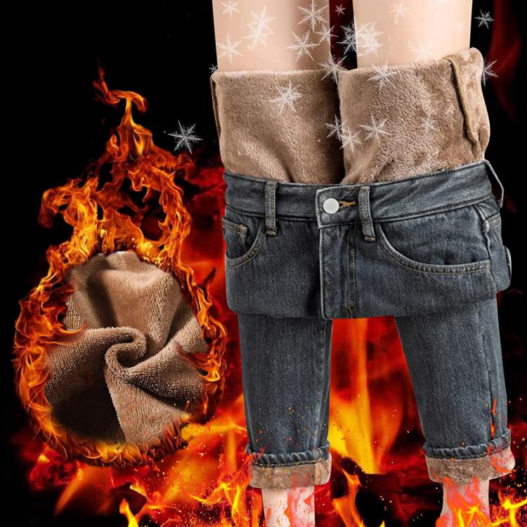 all in one place בגדי נשים 2022 Winter Jeans Women Gray Fleeces Inside Thickening Denim Pants High Waist Warm Trousers Female jeans woman Pants Plus size