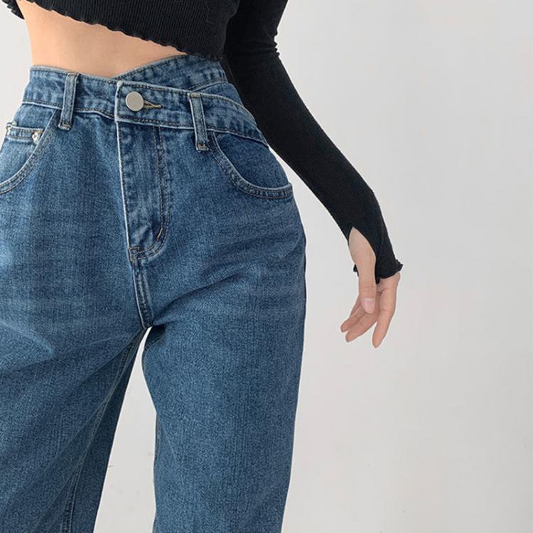 all in one place בגדי נשים High Waist Blue Jeans Harajuku Korean Ulzzang Harajuku Denim Pants Wild Daily Casual Girl Loose Trouser Streetwear Jean Femme