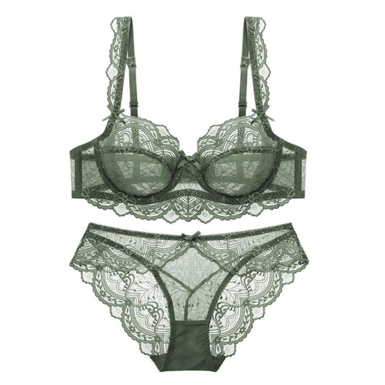 all in one place בגדי נשים Sexy Lace Ultra Thin Transparent Bra and Panties Set Large Size Underwear Set Lingerie Women Brassieres A B C D E Cup 95C 95D