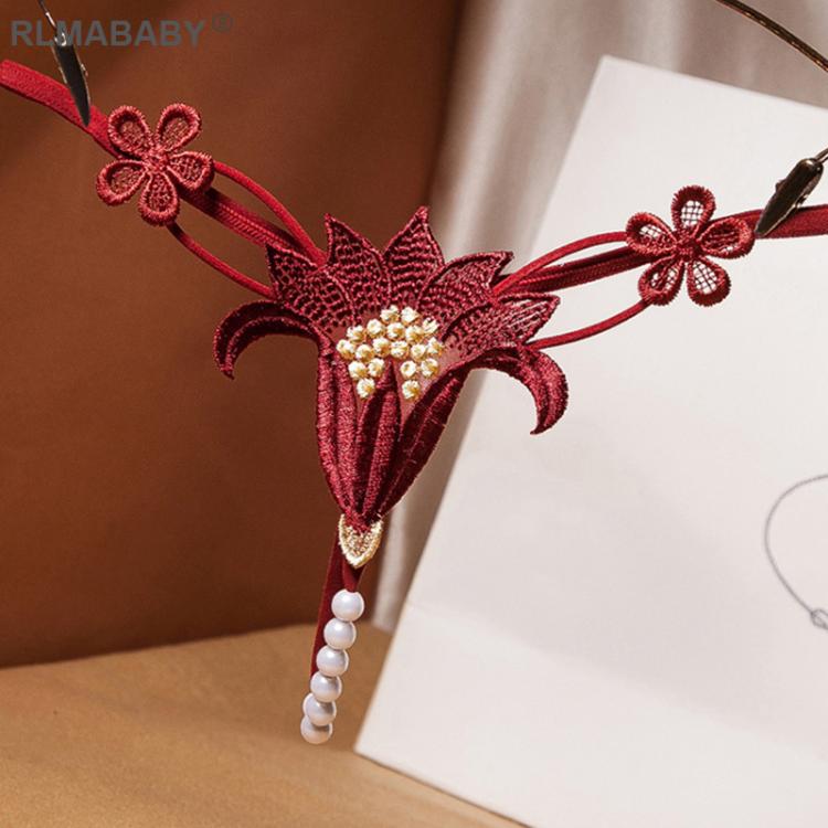 all in one place בגדי נשים Sexy Hot Pearl Beading Massage Lingerie Thong Slim Flower Shape Hollow Out Low Waist Underwear G-String Elastic Temptation Brief