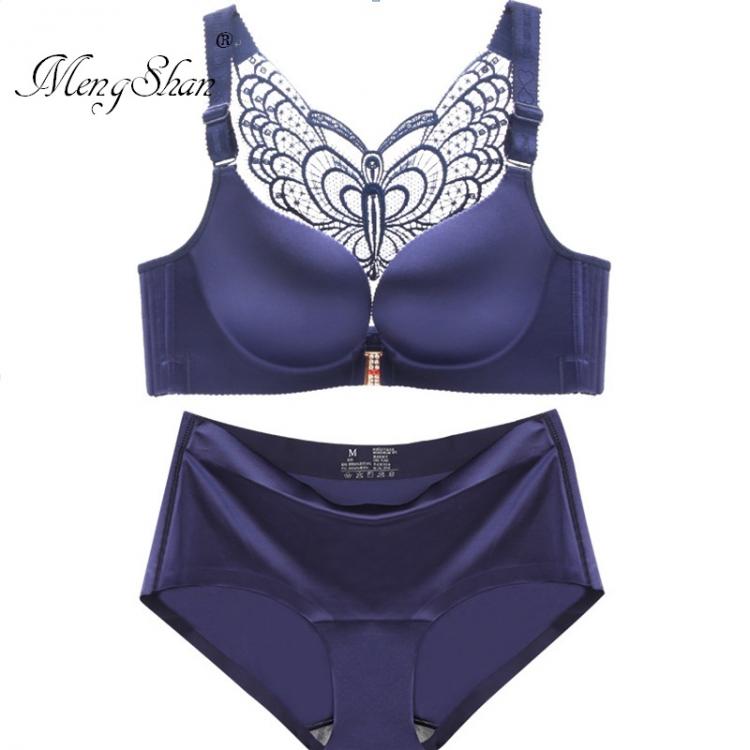 all in one place בגדי נשים lingerie femme Butterfly beauty back big size bra set Sexy gathering Fat MM plus size bra set Large Underwear without Rings 100D