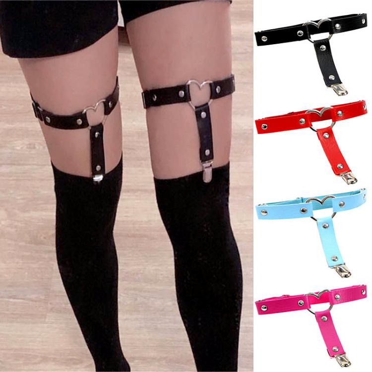 all in one place בגדי נשים 1pcs Women Sexy Punk Goth Heart PU Leather Elastic Garter Leg Thigh Ring Clothing Accessory Leg Suspender Sexy Stockings Garters