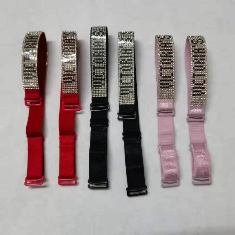 all in one place בגדי נשים VSRhinestone Bra  Bra Straps  Woman  Breast Tape  Women Accessories Detachable and Adjustable Shoulder Strap Pink 1.8*35CM