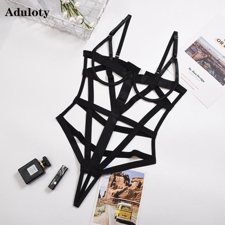 all in one place בגדי נשים Aduloty New Ladies Sexy Strappy Hollow Cross Sexy Erotic Lingerie Bodysuit Underwire Gather Bra Sling Underwear Thong
