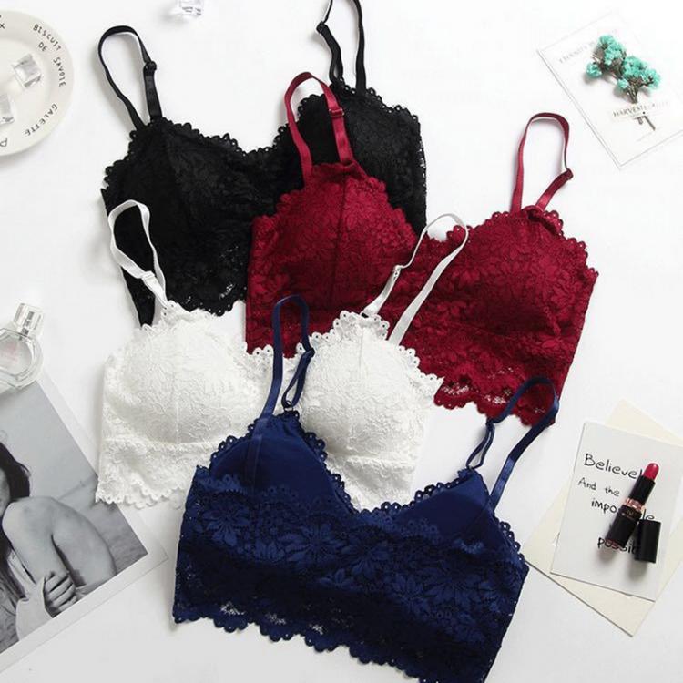 all in one place בגדי נשים Sexy Lace Bralette Tube Tops Bandeau Summer Women Lace Bra Tanks Crop Tops Bandeau Girl Underwear Solid Color Camisole Hot Sale