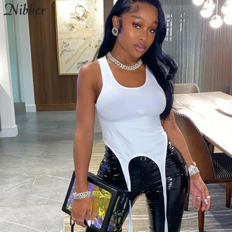all in one place בגדי נשים Nibber Basic Long Ribbon White Tank Tops For Women Hight Street Casual Wear 2021 Summer Chic Fashionable Vest Club Wear Camisole