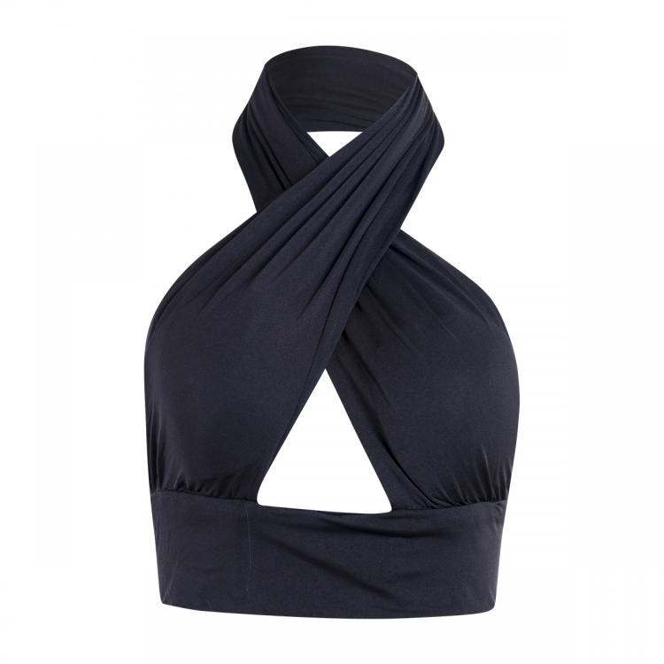 all in one place בגדי נשים Women Strappy Cross Over Front Cut Out Halter Neck Sleeveless Backless Crop Top Bandage Vest Summer Sexy Tops Woman Clothes S-XL