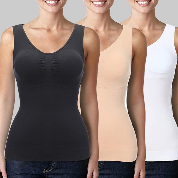 all in one place בגדי נשים Women Cami Shaper with Built in Bra Tummy Control Camisole Tank Top Underskirts Shapewear Slimming Body Shaper Compression Vest