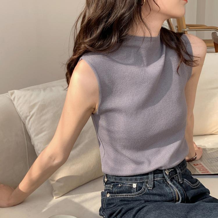 all in one place בגדי נשים Sexy Knitted Top Summer Turtleneck Tank top Women camisole Blouse Sleeveless Slim Top Female sleveless t-shirt Vest Casual Camis