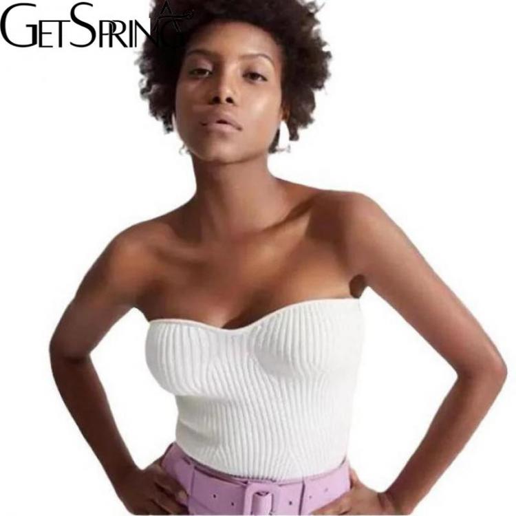 all in one place בגדי נשים Getspring Women Crop Top For Lady Sexy Top Summer Off Shoulder Short Clothing Black White Knitting Top Woman 2020 New Fashion