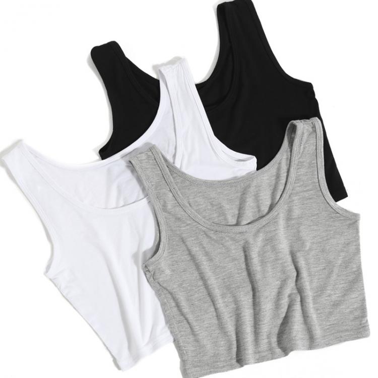 all in one place בגדי נשים 2021 Summer Slim Render Short Top Sexy Women Sleeveless U Croptops Tank Tops Solid Black/White Crop Tops Vest Tube Top 8Color