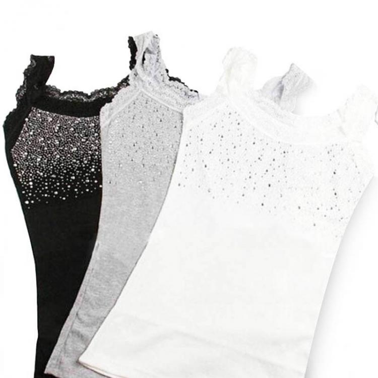 all in one place בגדי נשים Girl Women's Rhinestone Sequin Lace Tank Top Sling Camisole Vest Slim sleeveless vest casual Female Sexy Loose Solid