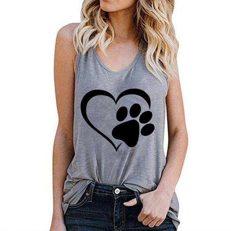all in one place בגדי נשים Women Vest Tank Tops CamisoleFashion Dog Paw Print Couple T-Shirts Streetwear Harajuku Casual Sleeveless Large Size 2019 Summer