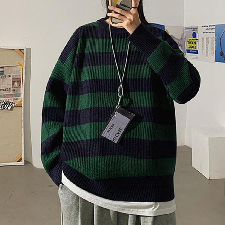 all in one place בגדי נשים Autumn Winter Knitted Striped Sweater Women Casual Oversized Pullovers Sweaters Loose Warm Jumper Streetwear Teen Knitwear
