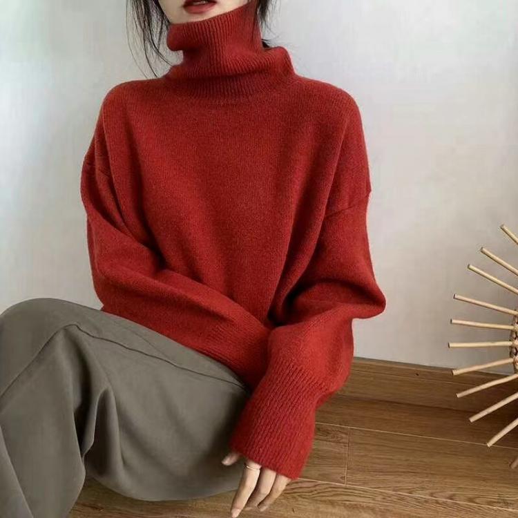 all in one place בגדי נשים Turtleneck Cashmere Sweater Women Korean Style Oversized Knitted Pullovers Autumn Winter Casual Loose Solid Jumpers Sweater 2021
