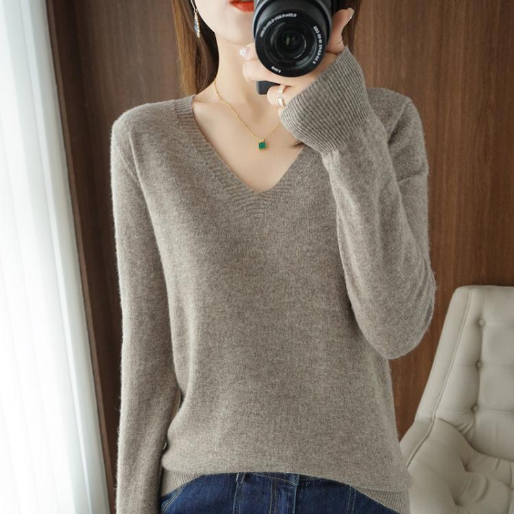 all in one place בגדי נשים Cashmere V-neck Sweater Women Autumn Winter Solid Keep Warm Pullovers Fashion Soft Loose Female Jumper Tops Knitted Sweaters