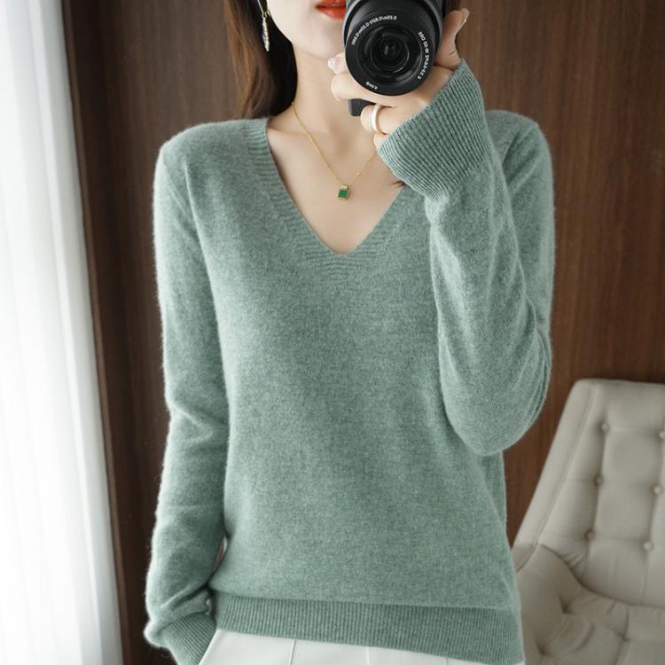 all in one place בגדי נשים Autumn Winter New Cashmere Sweater Women Keep Warm V-neck Pullovers Knitting Sweater Fashion Korean Long Sleeve Loose Tops