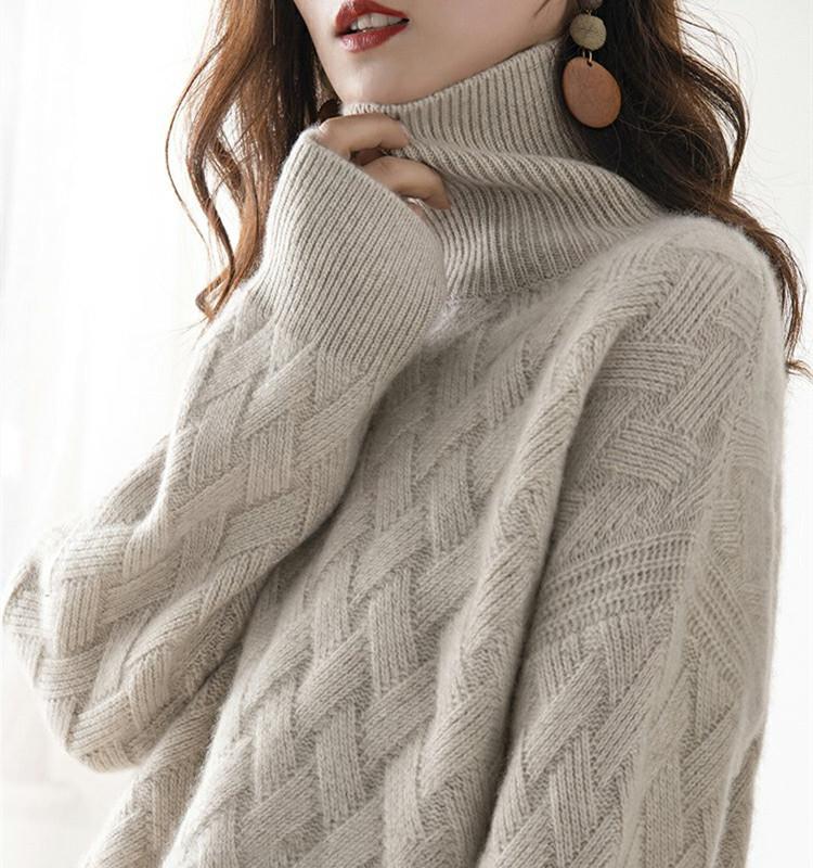 all in one place בגדי נשים Autumn and winter turtleneck cashmere sweater woman 2021 new style languid breeze loose thick pullover underlay wool sweater