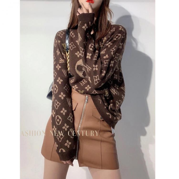 all in one place בגדי נשים Letter Printed Thickening Pullover Sweater Women's  Soft  Long Sleeves Inner Wear Sweater Trendy Women Winter Sweaters
