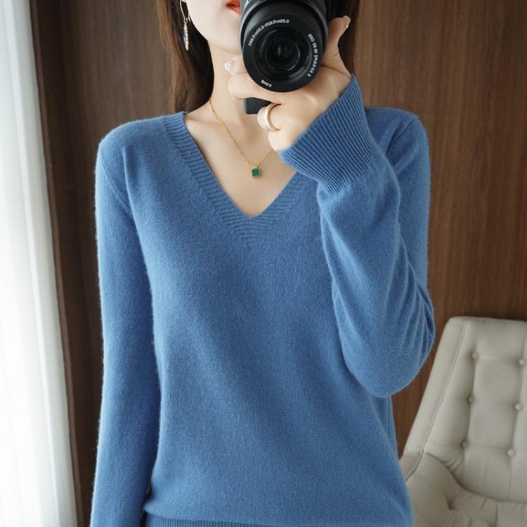 all in one place בגדי נשים Autumn Winter New cashmere Sweater Woman V-Neck Pullover Lace collar Hollow Design Casual Knitted Tops Cashmere Female Sweater