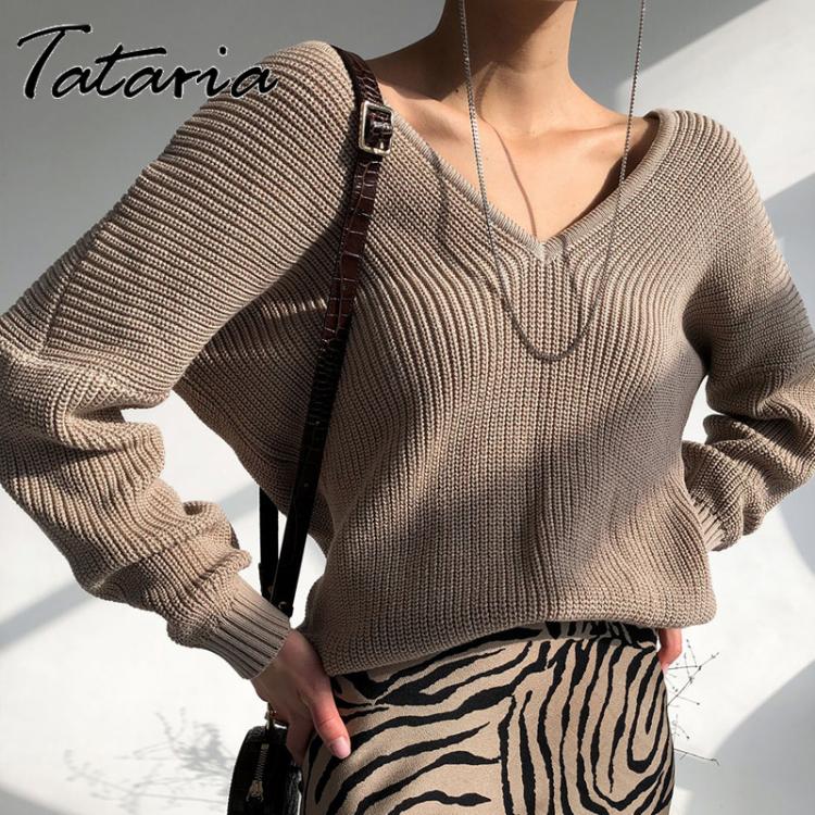 all in one place בגדי נשים New Fashion Autumn 2021 Sweater for Women Knitted Top Classic Basic V Neck Pullovers Sweaters Blue Soft Girl Knitted Jumpers